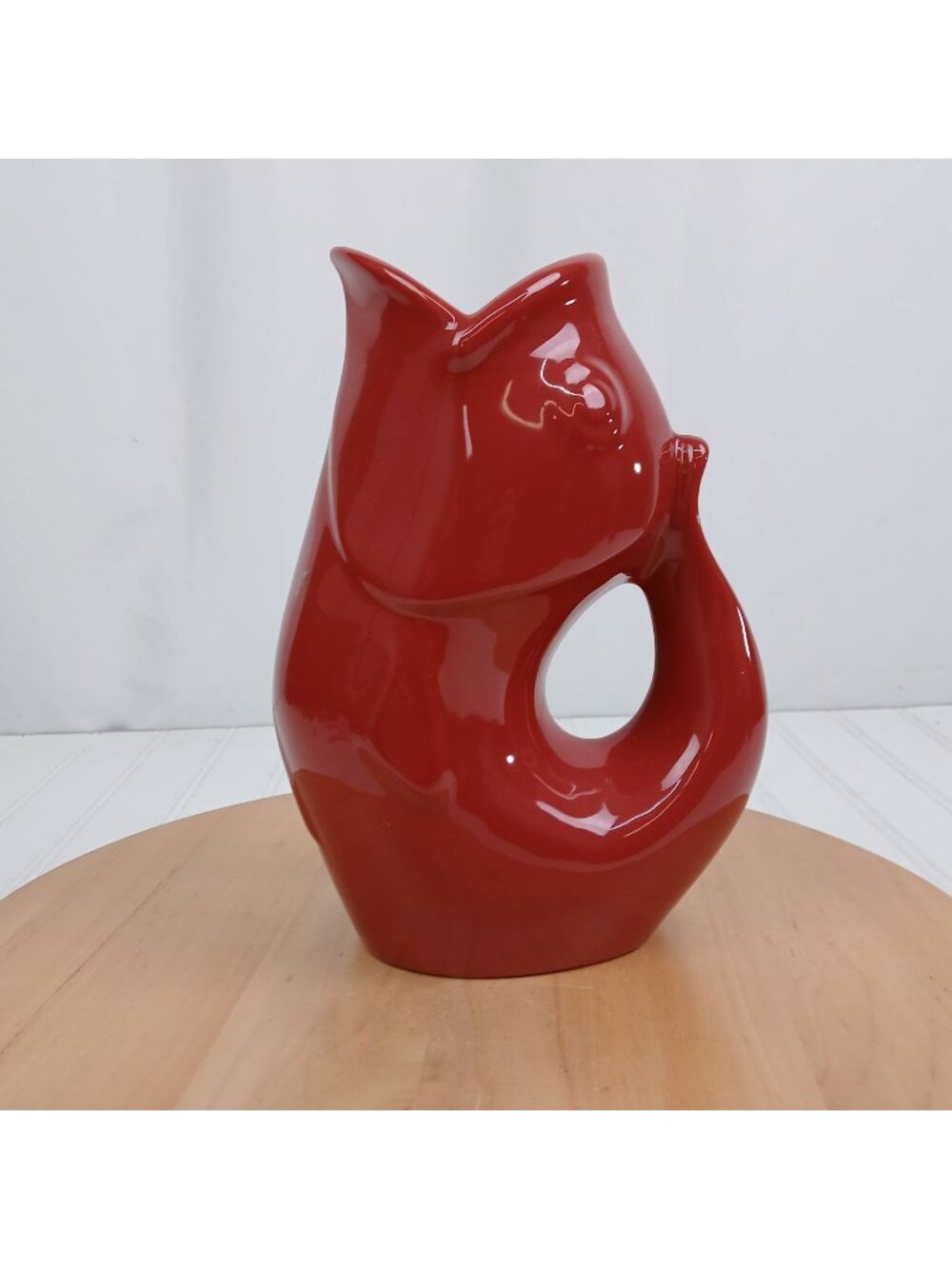 Red GurglePot Fish Pitcher Vase Large 9.5" Koi Ceramic